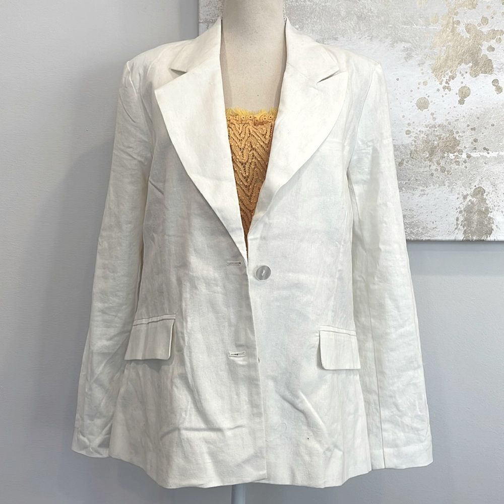 Free People Linen Cream/White Blazer Size Small